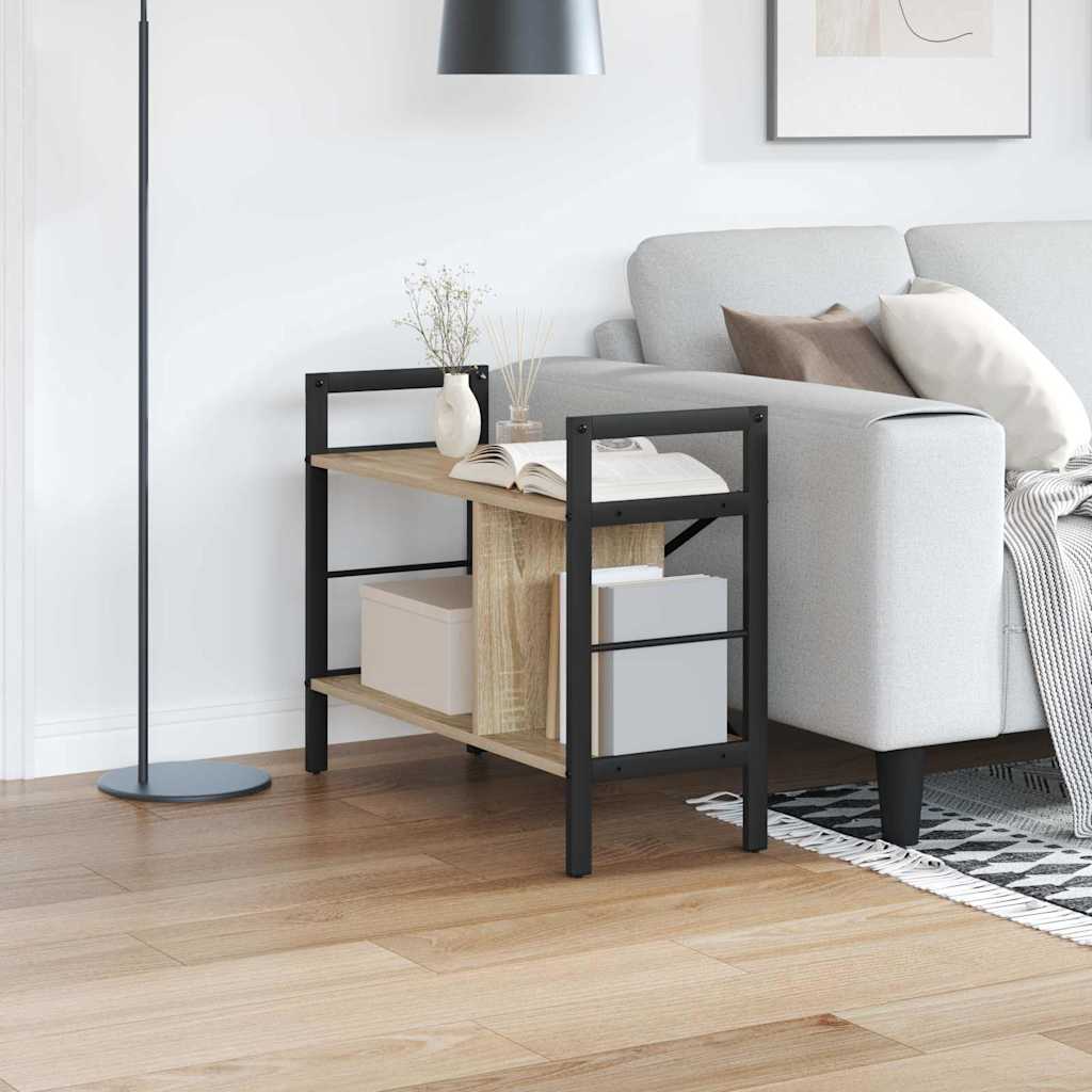 Bogreol 3 niveauer 75 x 30 x 58,5 cm Konstrueret træ Sonoma eg billede