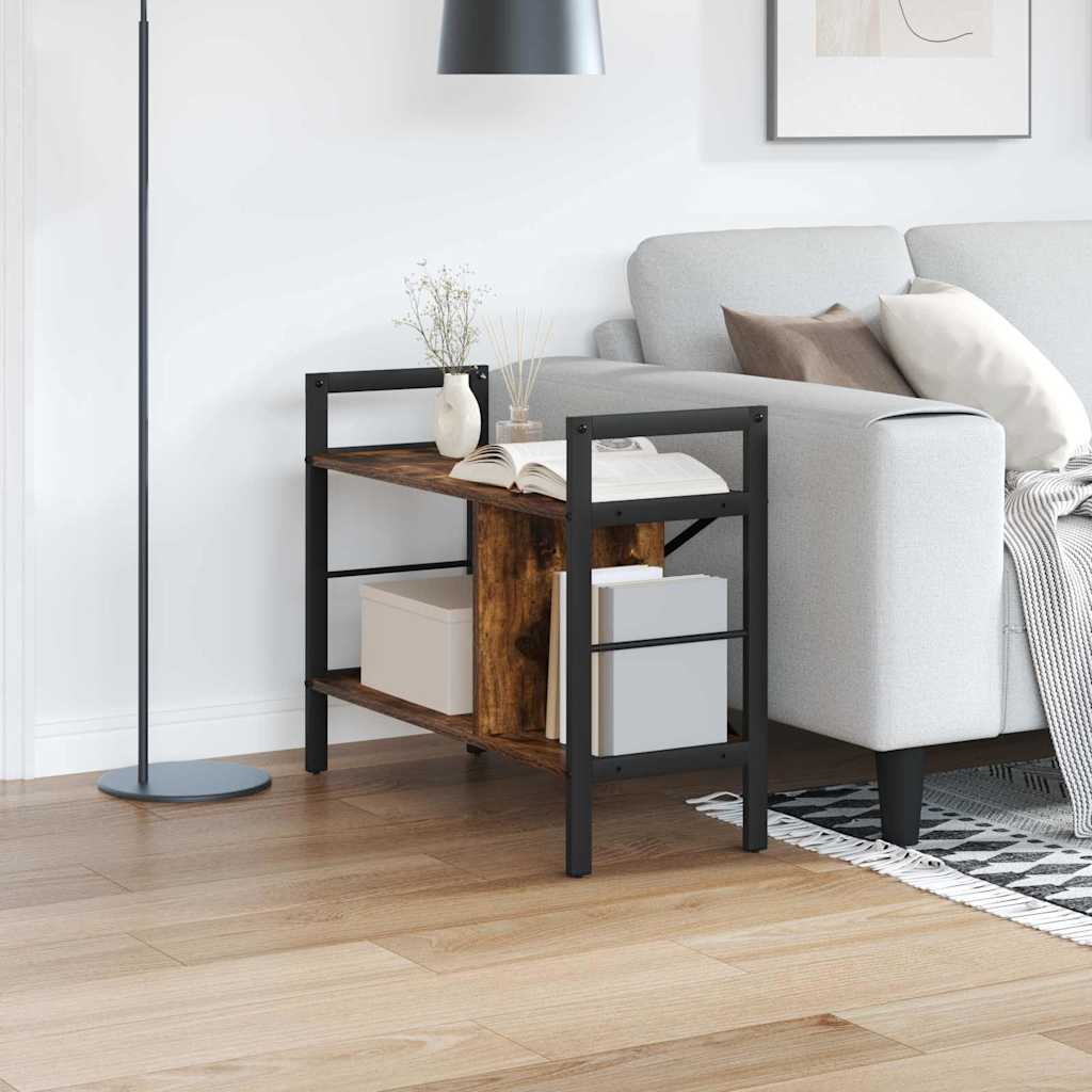 vidaXL Bogreol 3 niveauer 75 x 30 x 58,5 cm Konstrueret træ Røget eg