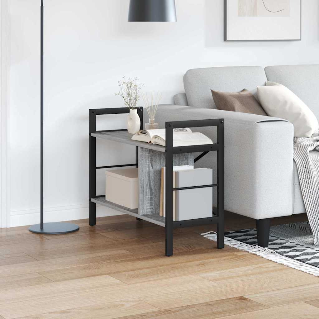 vidaXL Bogreol 3 niveauer 75 x 30 x 58,5 cm Konstrueret træ Grå Sonoma