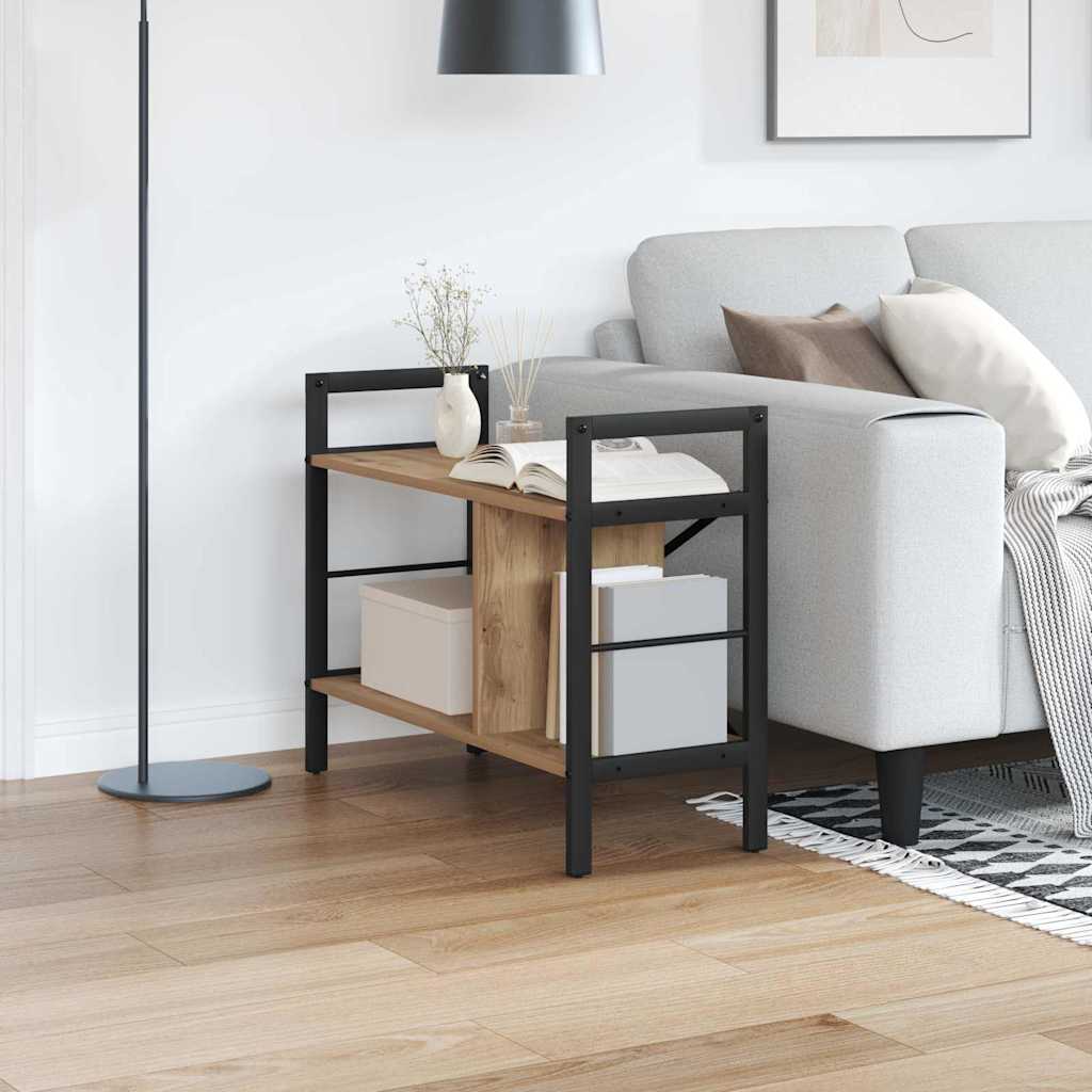 Bogreol i industriel stil - Artisan egetræ, 75 × 30 × 58,5 cm, konstrueret træ
