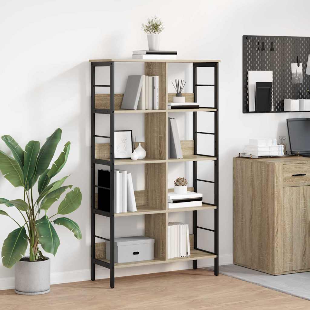Bogreol i industriel stil - Sonoma eg 82 × 32 × 144,5 cm, konstrueret træ