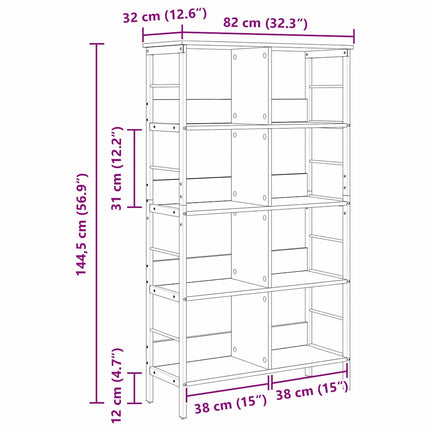 Bogreol 8 niveauer 82 x 32 x 144,5 cm Konstrueret træ Sonoma eg