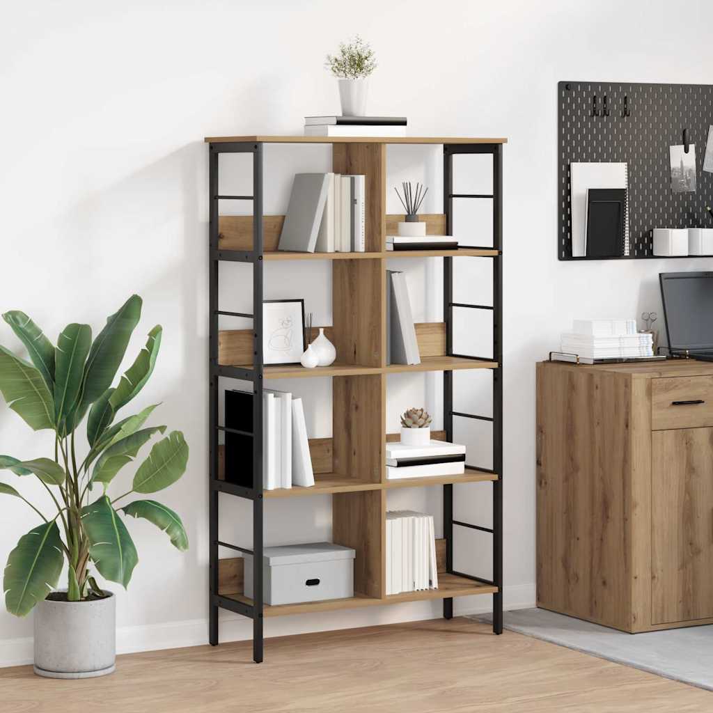 Bogreol i industrielt design - artisan egetræ, 82 × 32 × 144,5 cm, konstrueret træ