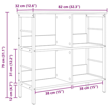 Bogreol 4 niveauer 82 x 32 x 79 cm Konstrueret træ Gammelt træ