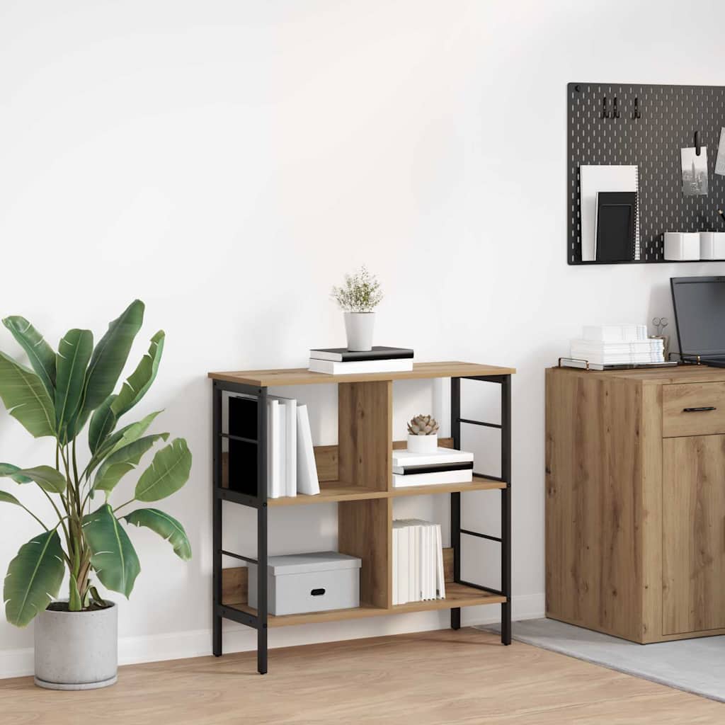 Bogreol i industrielt look - Artisan egetræ, 82 × 32 × 79 cm, konstrueret træ