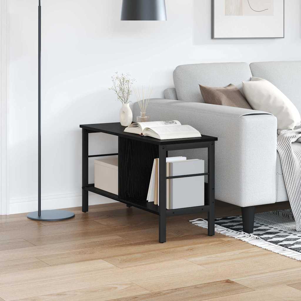 vidaXL Bogreol 2 niveauer 82 x 32 x 47 cm Konstrueret træ Sort eg
