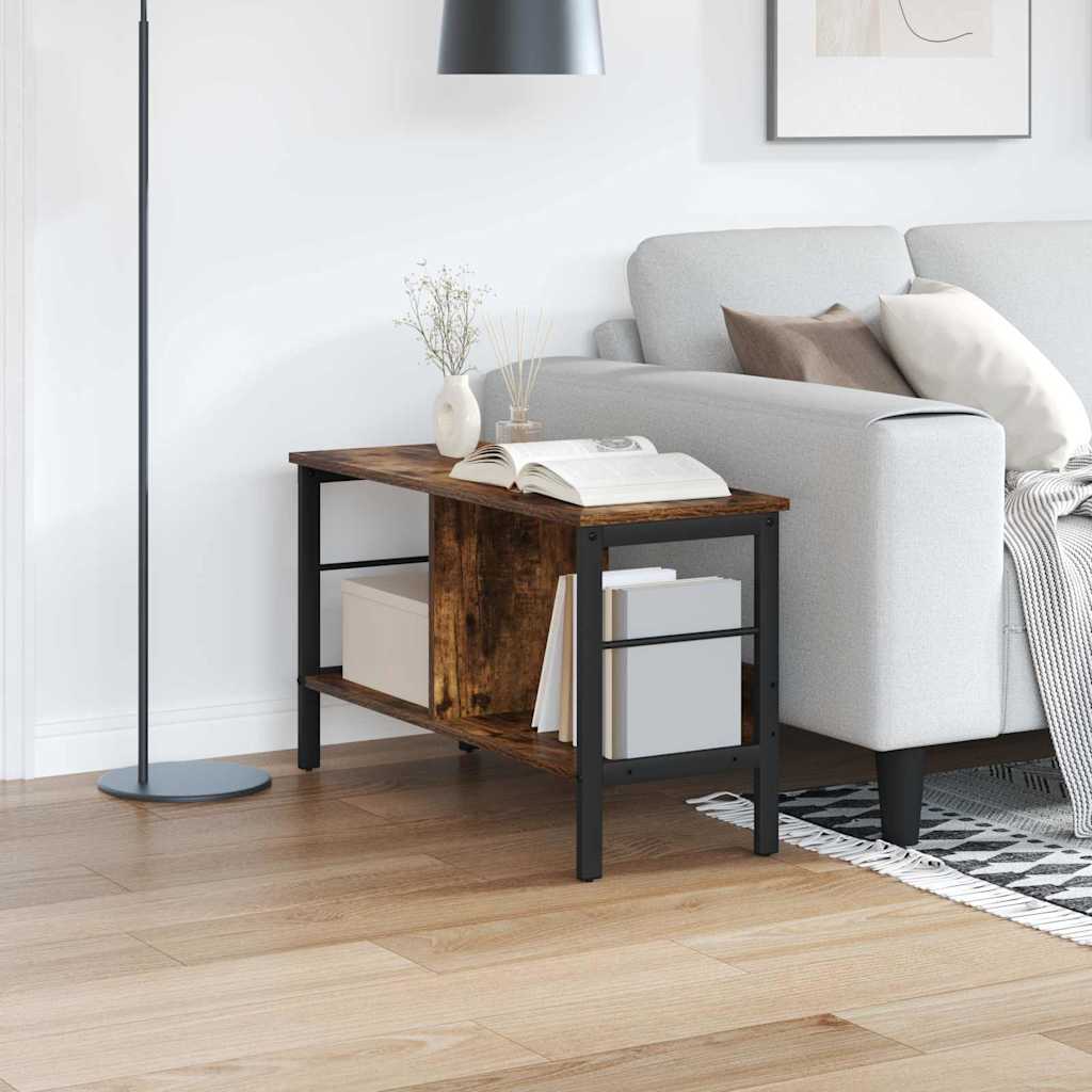 vidaXL Bogreol 2 niveauer 82 x 32 x 47 cm Konstrueret træ Røget eg