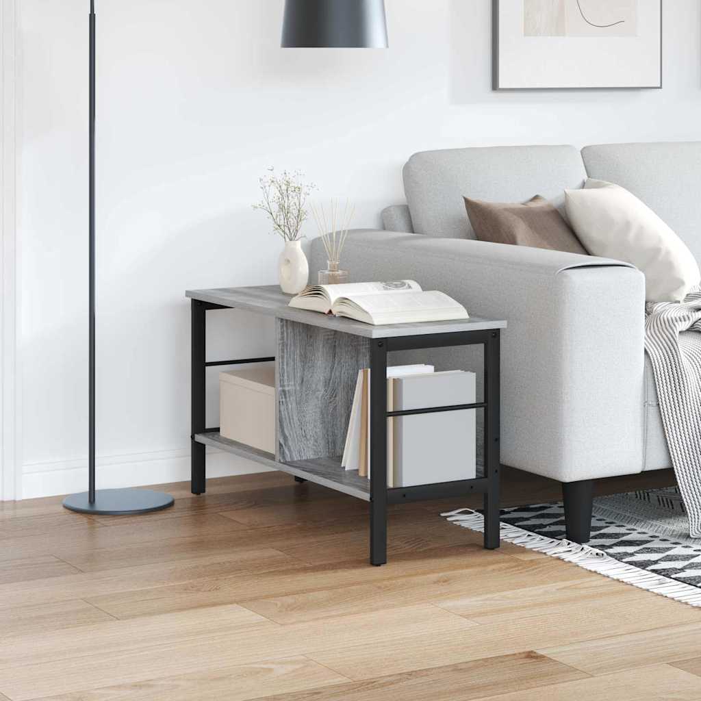 vidaXL Bogreol 2 niveauer 82 x 32 x 47 cm Konstrueret træ Grå Sonoma