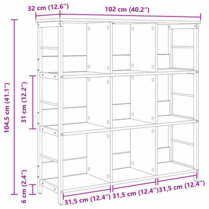 Bogreol Sort eg 102 x 32 x 104,5 cm Konstrueret træ