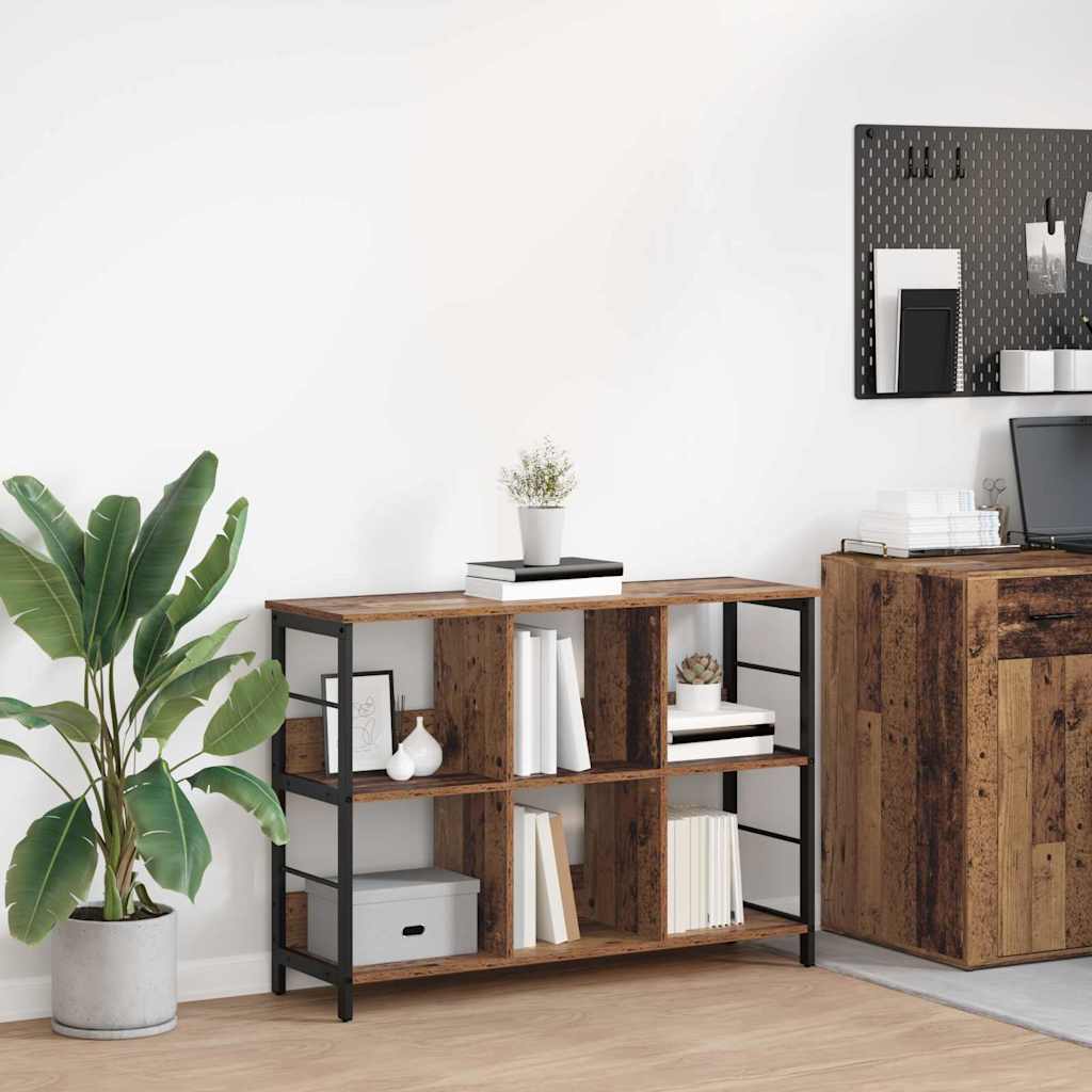 Bogreol 6 niveauer 102 x 32 x 72,5 cm Konstrueret træ billede