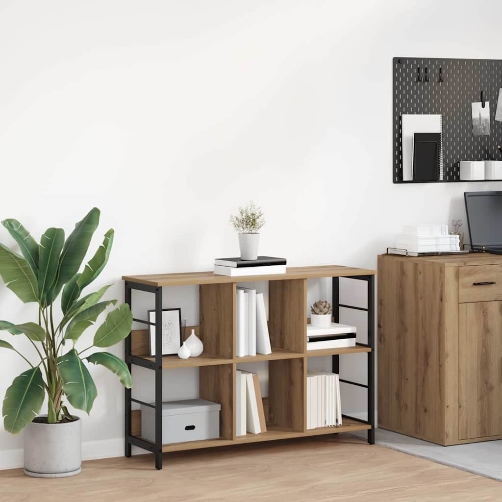 Industriel bogreol i artisan egetræ - 102 × 32 × 72,5 cm, konstrueret træ og stål