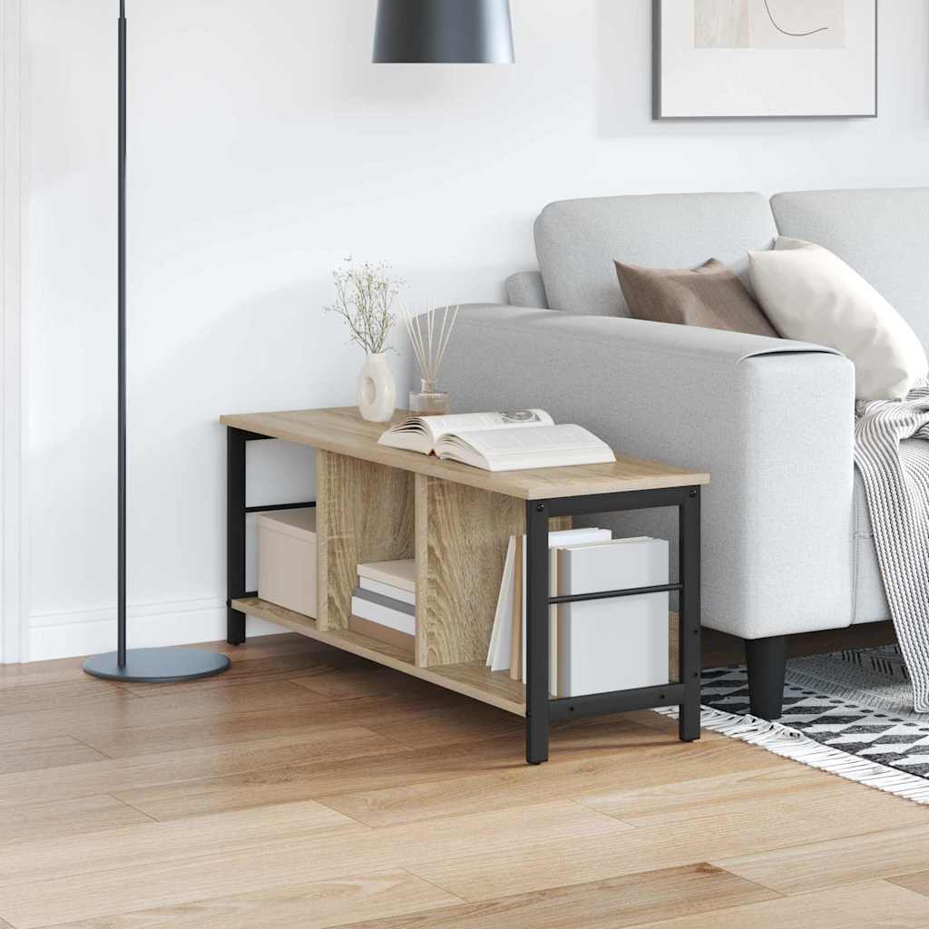 Bogreol i sonoma eg 102 × 32 × 40,5 cm - konstrueret træ og stål, industriel