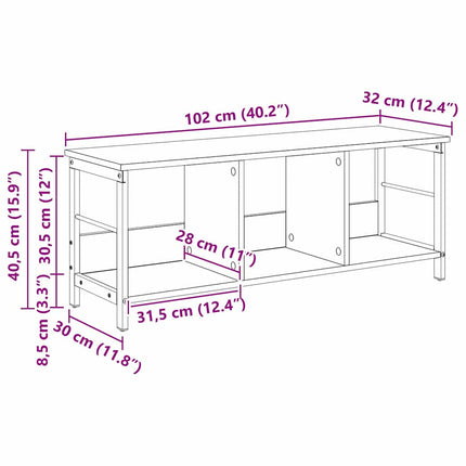 Bogreol 3 niveauer 102 x 32 x 40,5 cm Konstrueret træ Røget eg