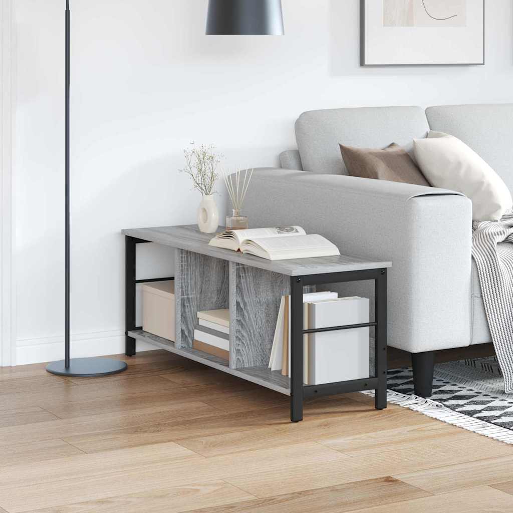 Bogreol i grå sonoma 102 × 32 × 40,5 cm - konstrueret træ og stål, industrielt design