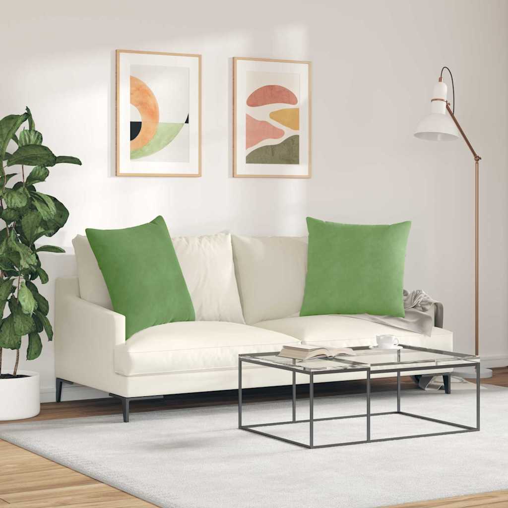 Sofapuder 2 pcs Lysegrøn 80 x 80 cm Velourstof