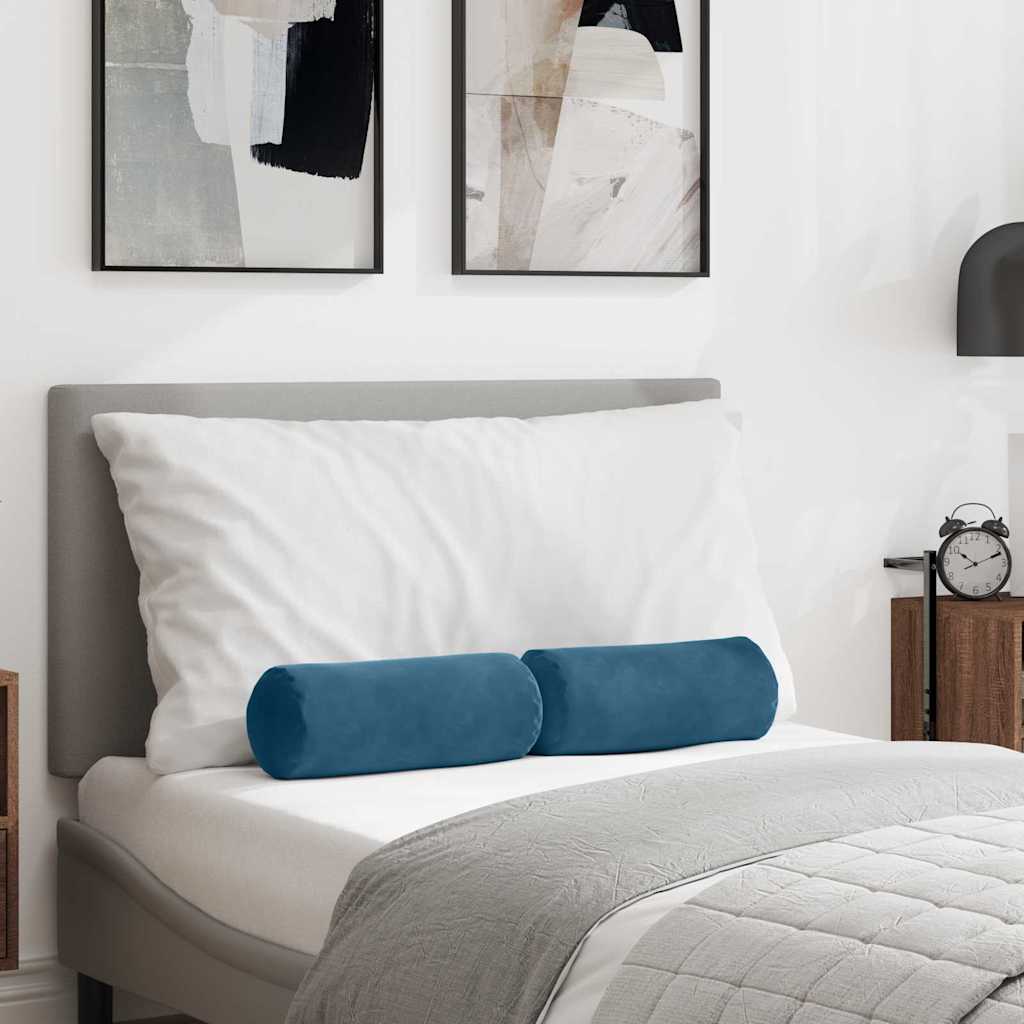 Bolsterpuder 2 pcs Blå Ø 15 x 40 cm Velourstof