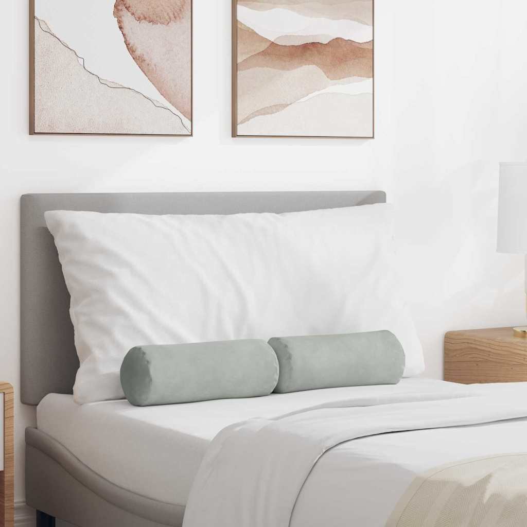 Bolsterpuder 2 pcs Lysegrå Ø 15 x 40 cm Velourstof