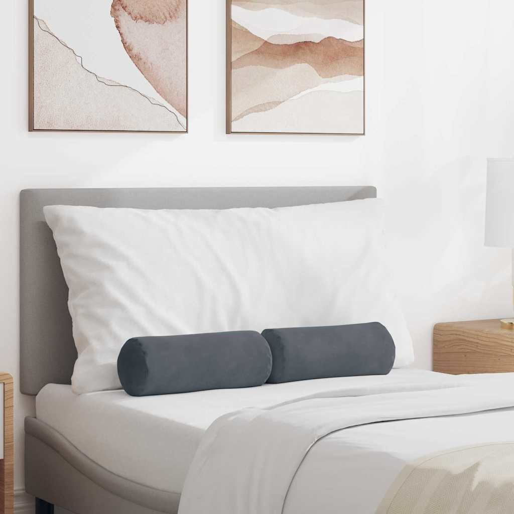 Bolsterpuder 2 pcs Mørkegrå Ø 15 x 40 cm Velourstof