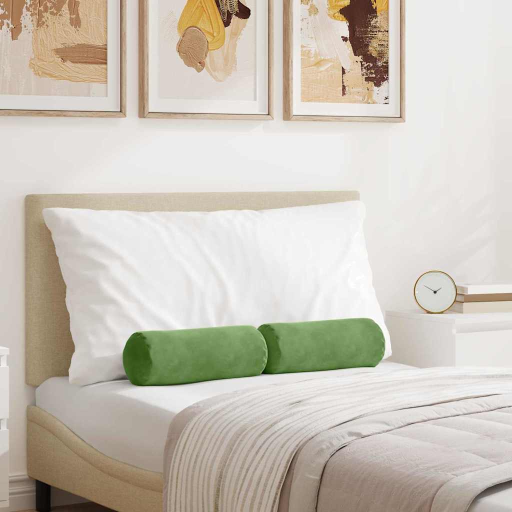 Bolsterpuder 2 pcs Lys grøn Ø 15 x 40 cm Velourstof
