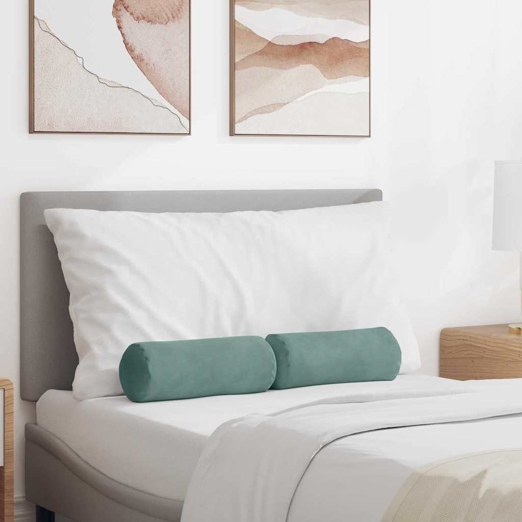 Bolsterpuder 2 pcs Havgrøn Ø 15 x 40 cm Velourstof