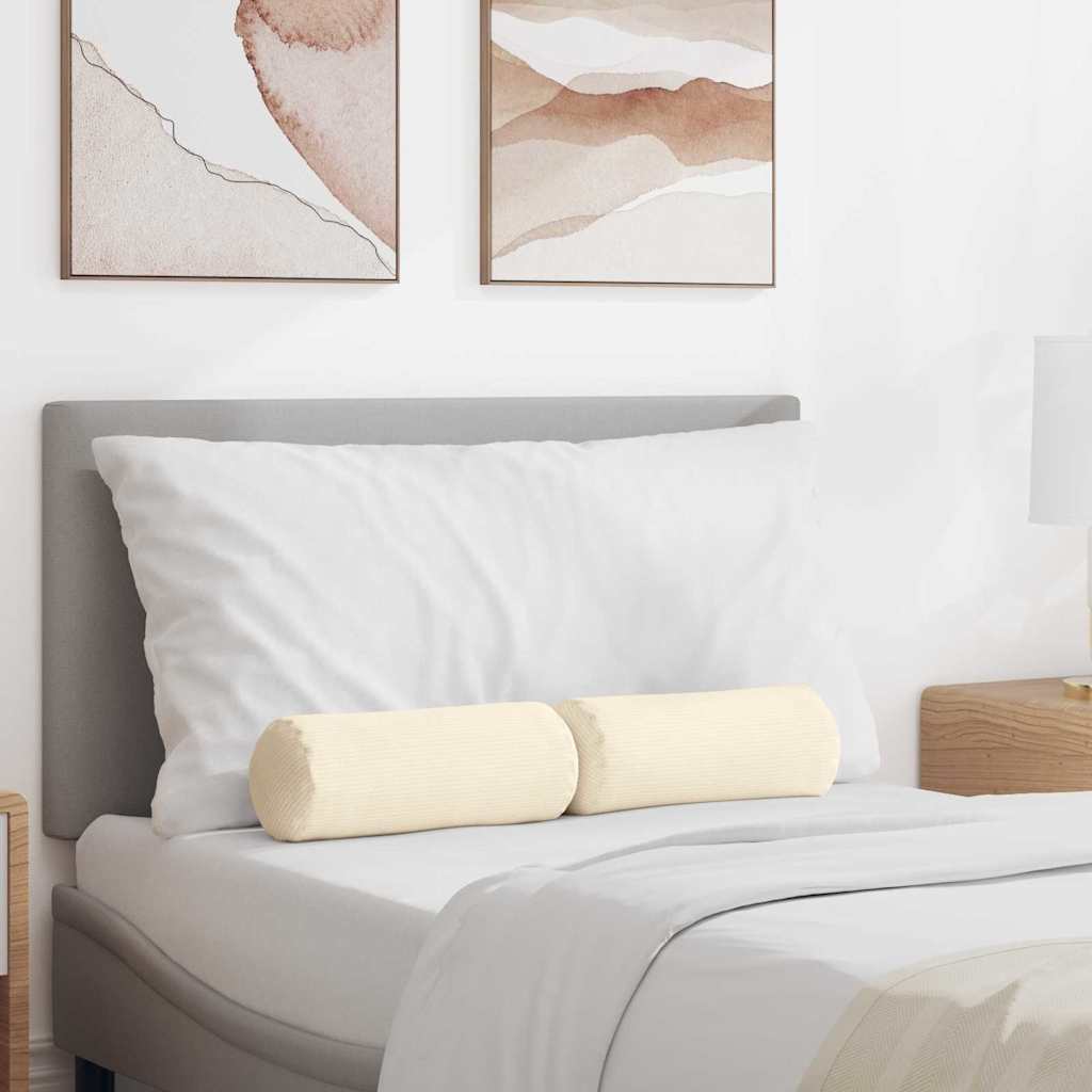 Bolsterpuder 2 pcs Creme Ø 15 x 40 cm Velourstof billede