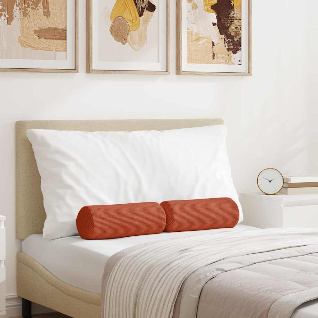 Bolsterpuder 2 pcs Rød orange Ø 15 x 40 cm Velourstof billede