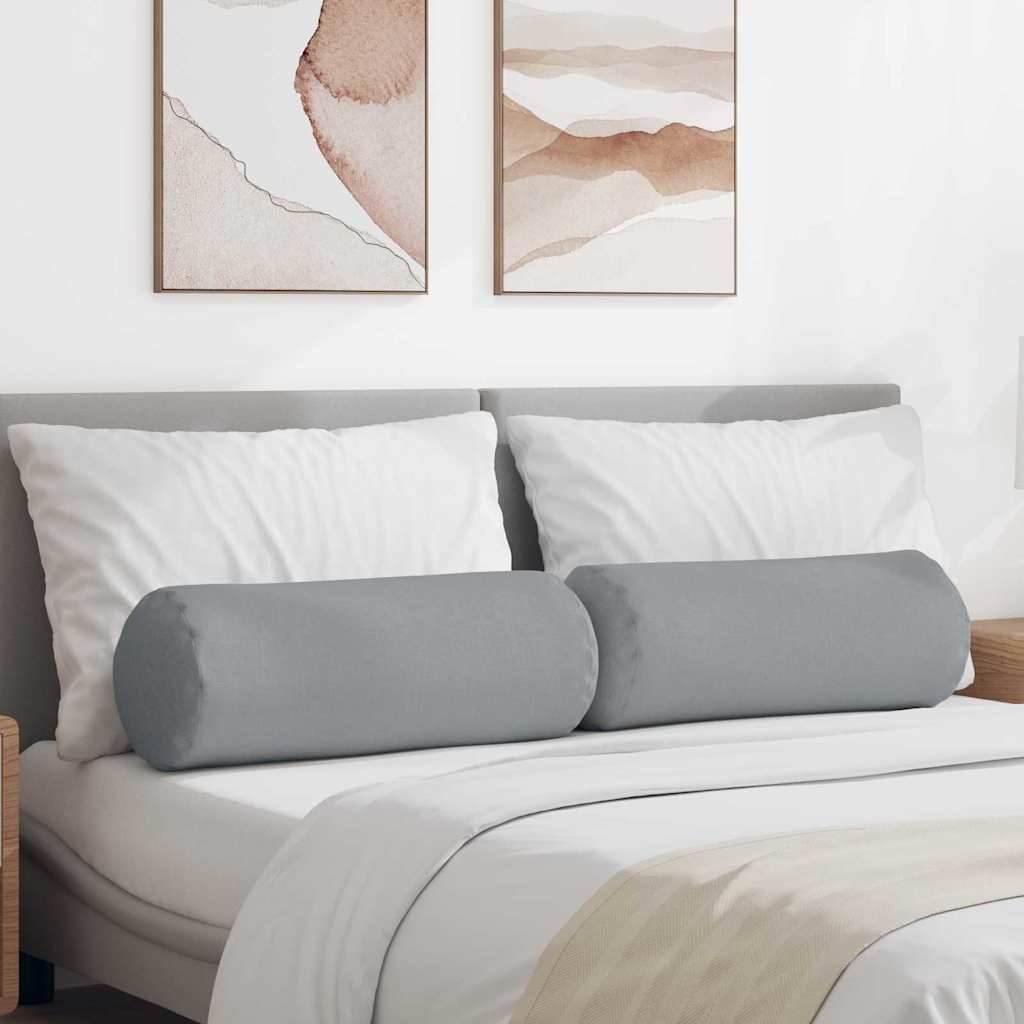 Bolsterpuder 2 pcs Lysegrå Ø 25 x 70 cm Stof