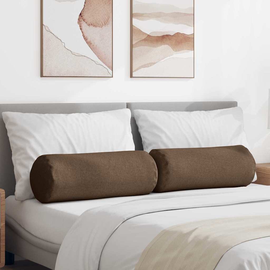 Bolsterpuder 2 pcs Brun Ø 25 x 70 cm Stof billede