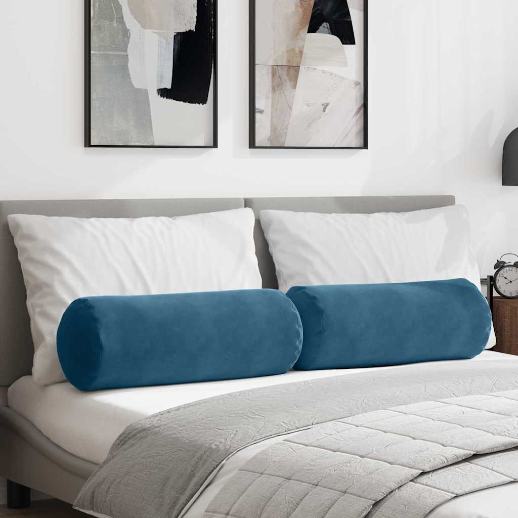 Bolsterpuder 2 pcs Blå Ø 25 x 70 cm Velourstof