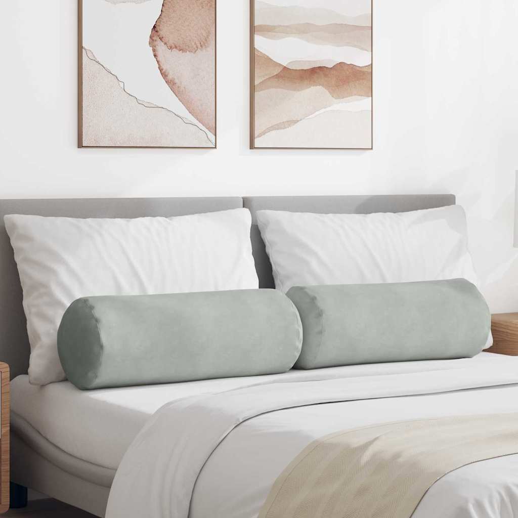 Bolsterpuder 2 pcs Lysegrå Ø 25 x 70 cm Velourstof