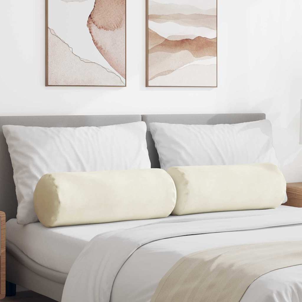 Bolsterpuder 2 pcs Creme Ø 25 x 70 cm Velourstof