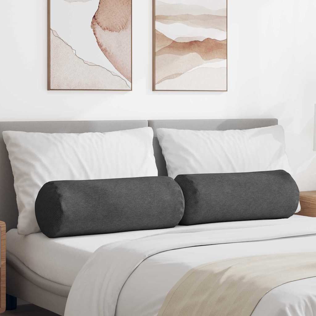 Bolsterpuder 2 pcs Mørkegrå Ø 25 x 70 cm Velourstof billede