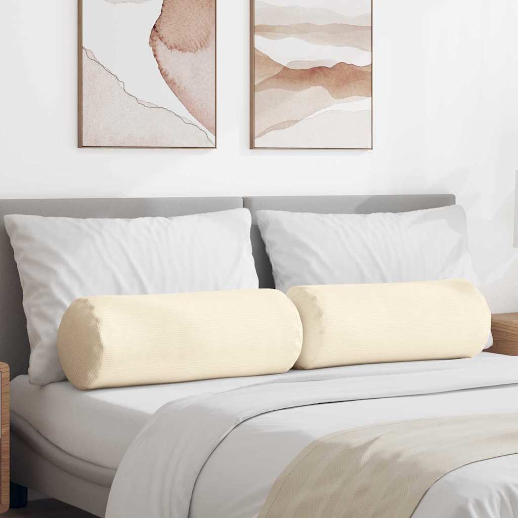Bolsterpuder 2 pcs Creme Ø 25 x 70 cm Velourstof billede