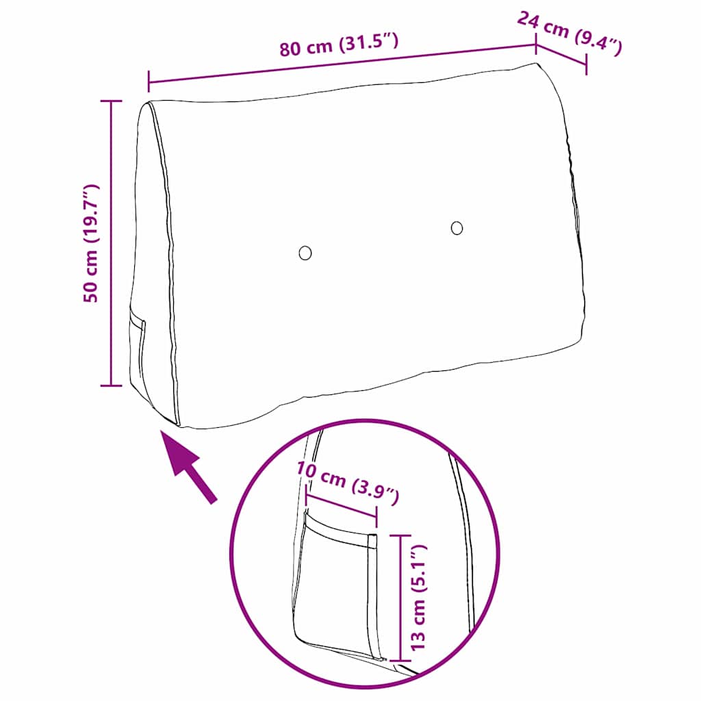 Rygpude Lyserød 80 x 24 x 50 cm Fløjl