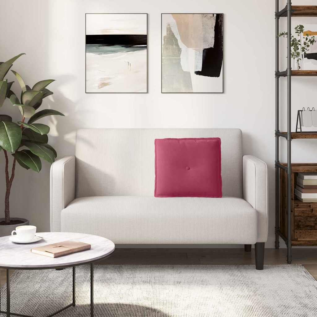 Rygpude Vinrød 50 x 45 cm Velourstof