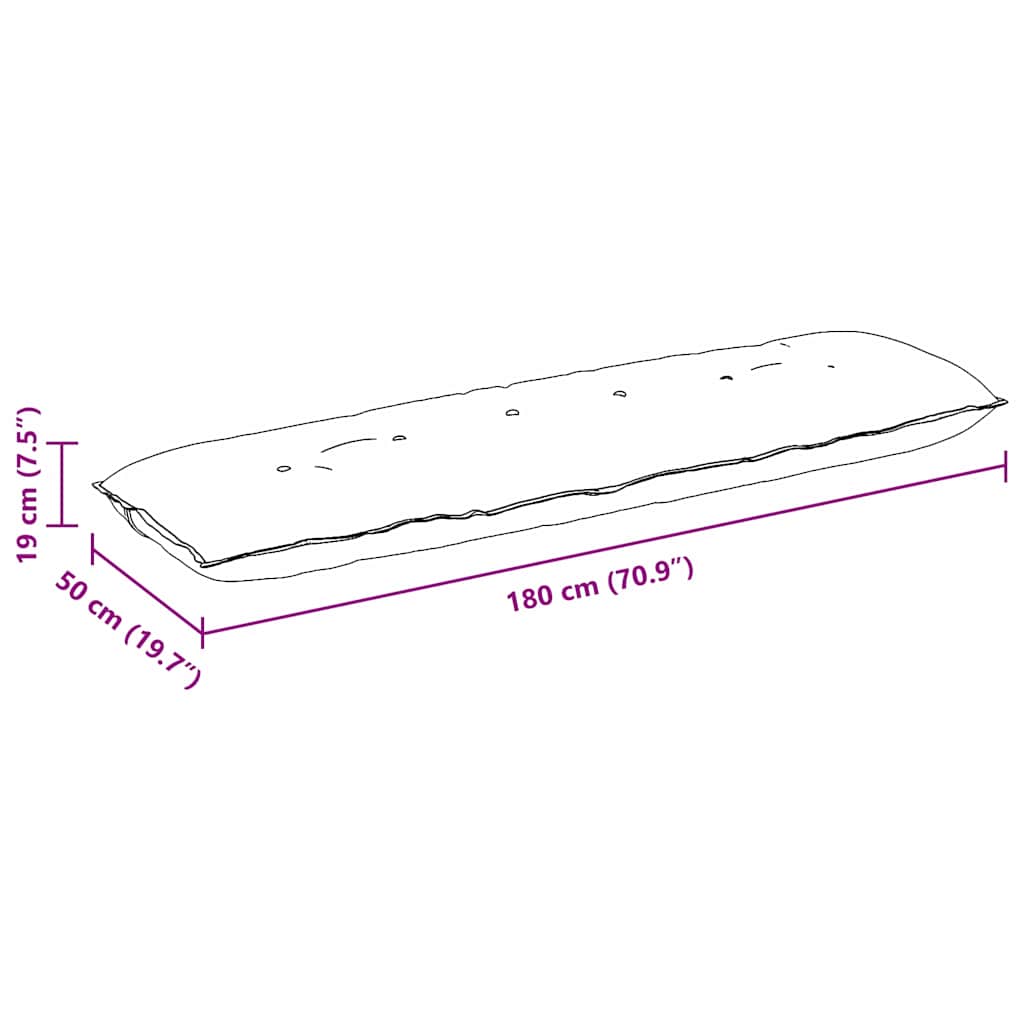 Rygpude Sort 180 x 19 x 50 cm Stof