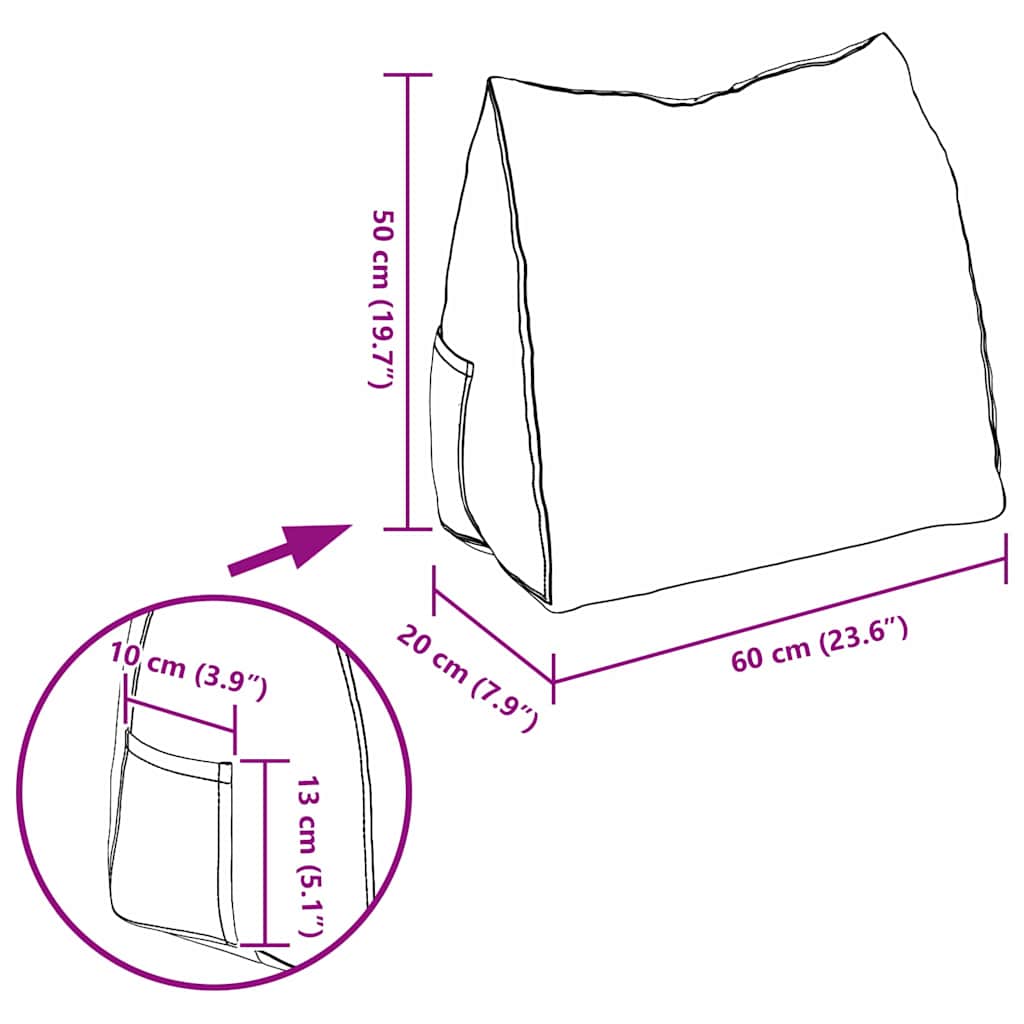 Rygpude Lysegrå 60 x 20 x 50 cm Stof