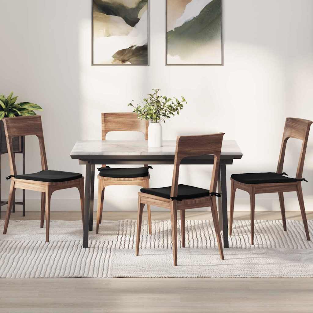 Sædepuder 4 pcs Sort 40 x 40 x 3 cm Fløjl