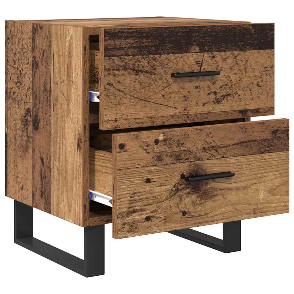 Natskab med skuffe 2 pcs Gammelt træ og sort 40 x 35 x 47,5 cm