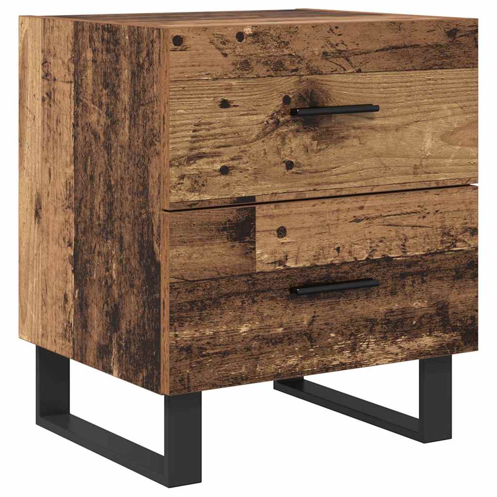 Natskab med skuffe 2 pcs Gammelt træ og sort 40 x 35 x 47,5 cm