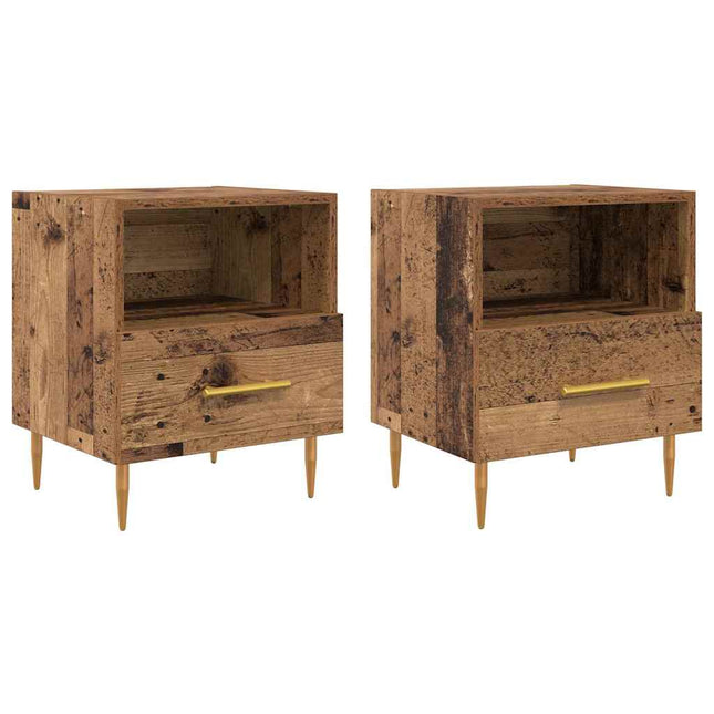Sengebord 2 stk. Gammelt træ 40 x 35 x 47,5 cm Konstrueret træ