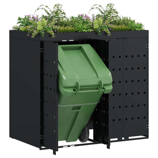 Wheelie Bin Opbevaring til 2 Affaldscontainere Sort