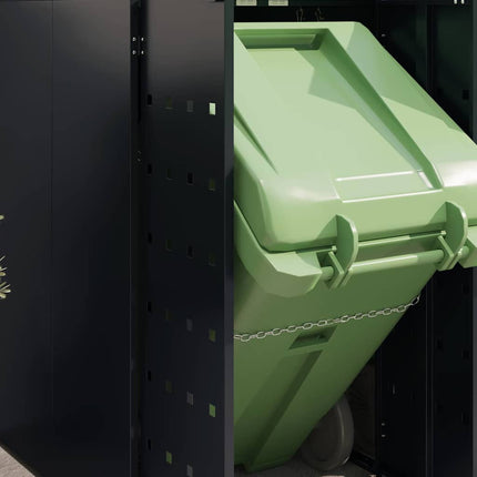 Wheelie Bin Opbevaring til 3 Affaldscontainere Sort