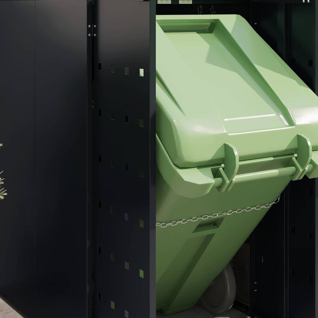 Wheelie Bin Opbevaring til 4 Affaldscontainere Sort
