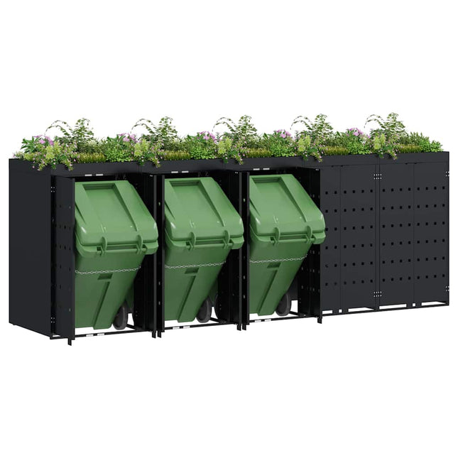 Wheelie Bin Opbevaring til 5 Affaldscontainere Sort
