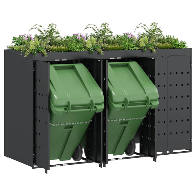 Wheelie Bin Opbevaring til 3 Affaldscontainere Antracit
