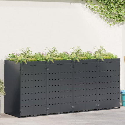 Wheelie Bin Opbevaring til 4 Affaldscontainere Antracit