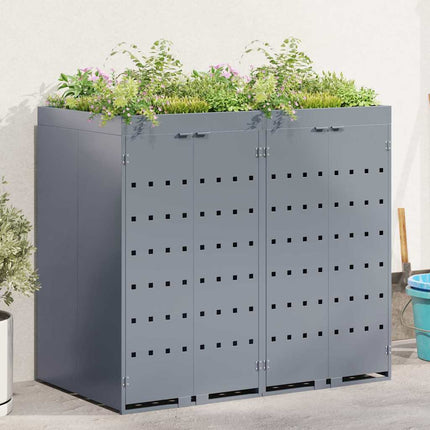 Wheelie Bin Opbevaring til 2 Affaldscontainere Lysegrå