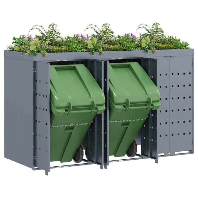 Wheelie Bin Opbevaring til 3 Affaldscontainere Lysegrå
