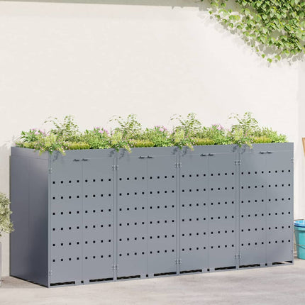 Wheelie Bin Opbevaring til 4 Affaldscontainere Lysegrå